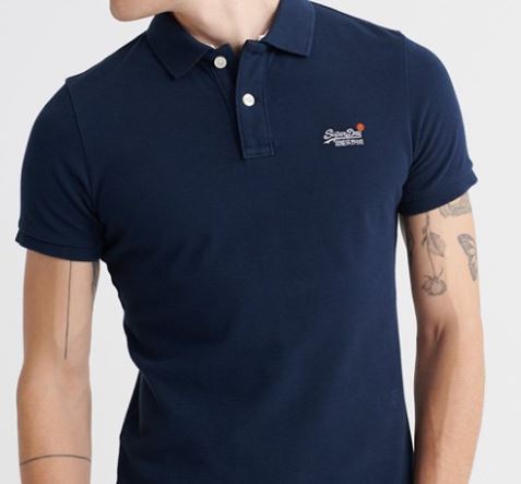 Superdry Classic Pique Polo Tee in Navy or Black