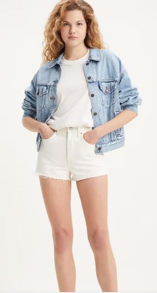 Levi's Ribcage Shorts White Stonewash