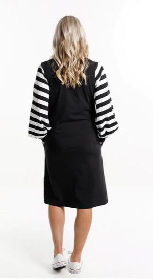 Home lee Laylah Dress - Black & White Stripe Sleeves