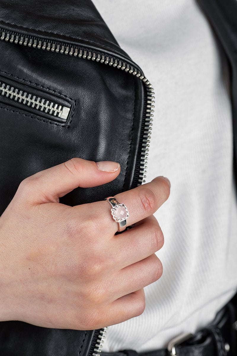 Stolen Girlfriends Club Baby Claw Ring Silver Rose Quartz or Black Onyx