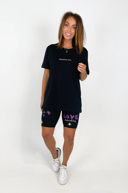 Federation Here Bike Short in Love Balloon or Black