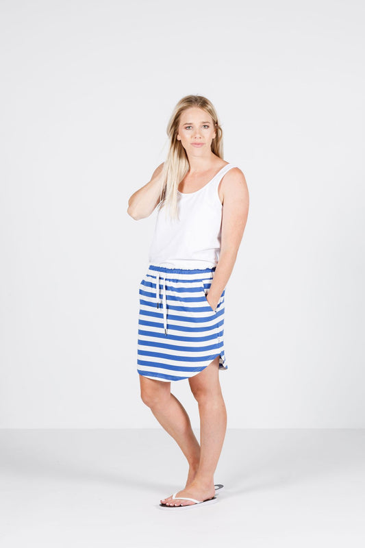 Home Lee Mini Skirt Blue and White Stripes