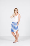 Home Lee Mini Skirt Blue and White Stripes