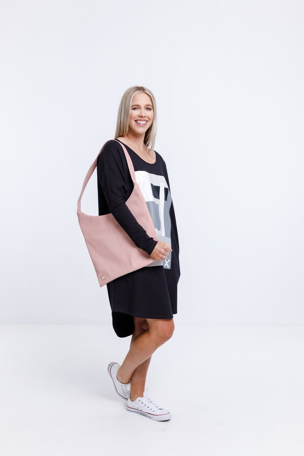 Home Lee Batwing Dress Black with Black and White Abstract