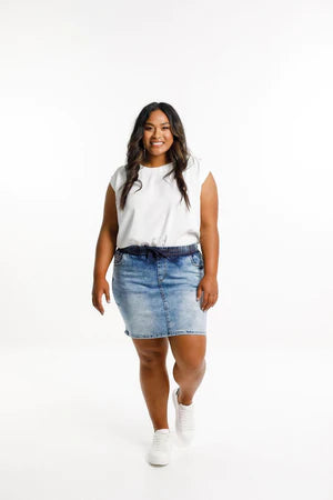 Home Lee Denim Skirt in Snow Wash or Blue
