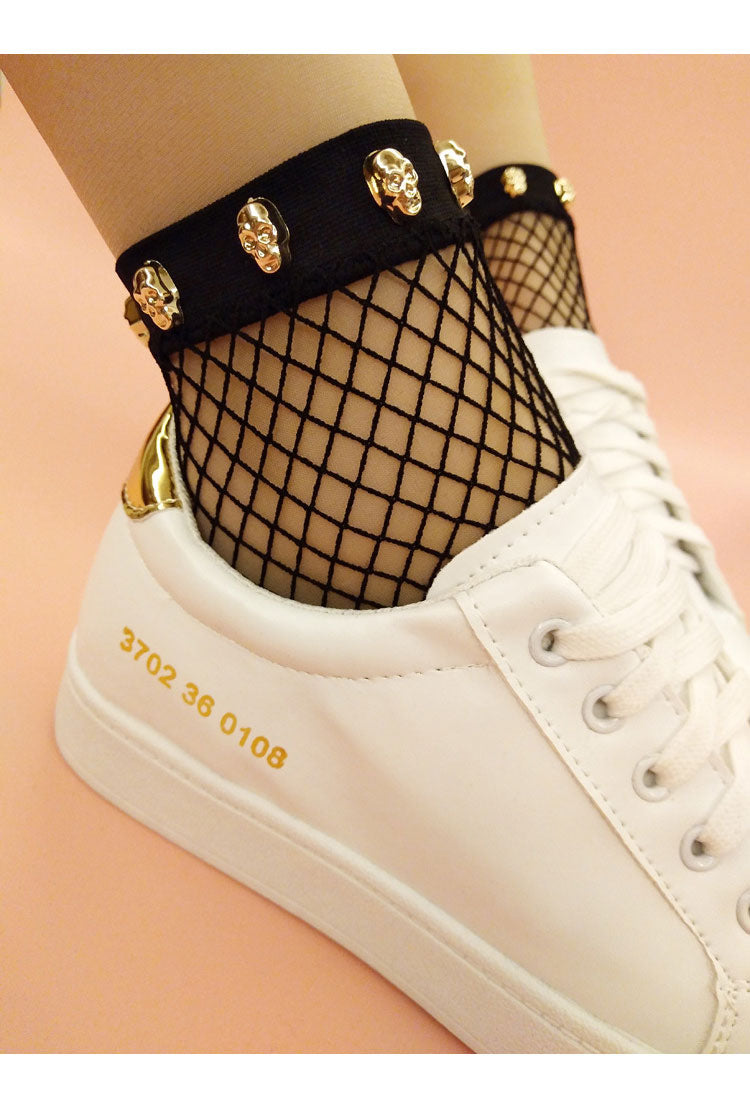 Sisters Matter Fishnet Socks in Skull, Stud or Pearl