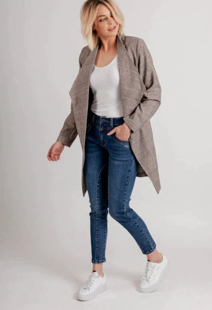 Mi Moso Plaid Coatigan - Taupe