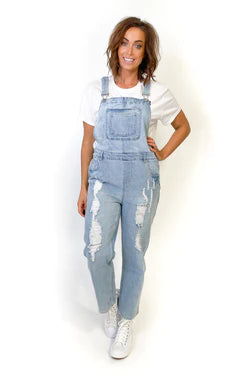 Sass Simone Dungarees in Ice Wash