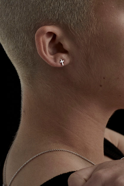 Stolen Girlfriends Club Tiny Stolen Cross Earrings