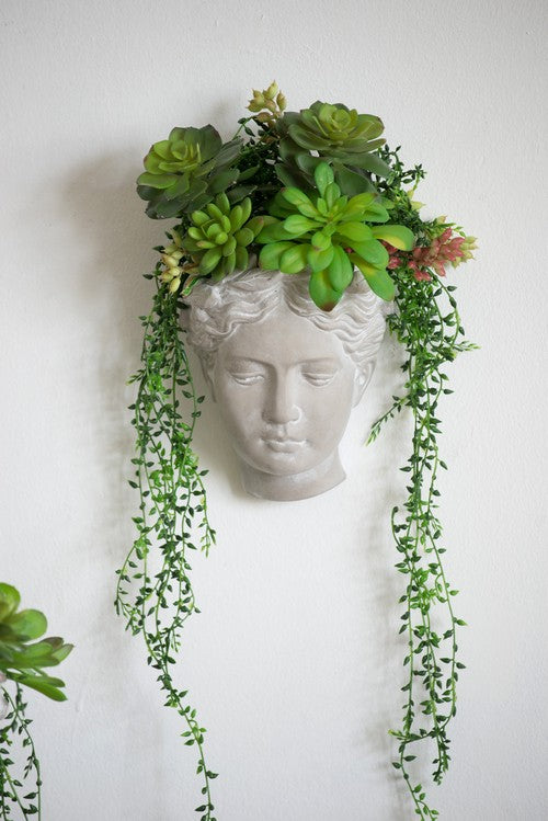 Rembrandt Visage Cement Vase/Planter - Wall Hanger