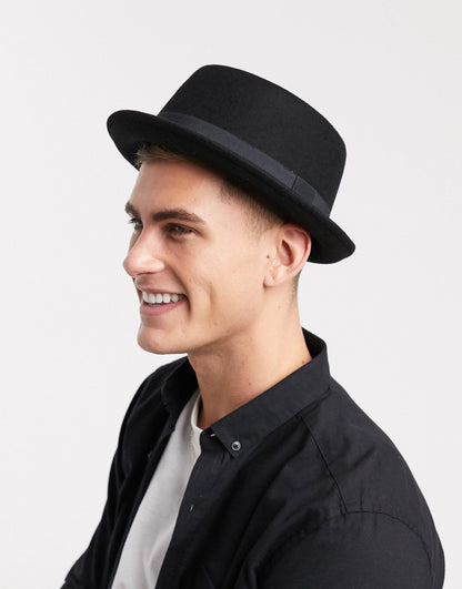 Hills Hats - Black Felt Pork Pie