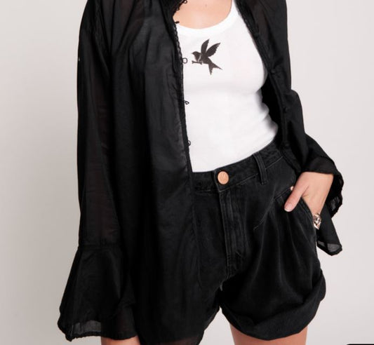 One Teaspoon Black Voile Fantasie Shirt