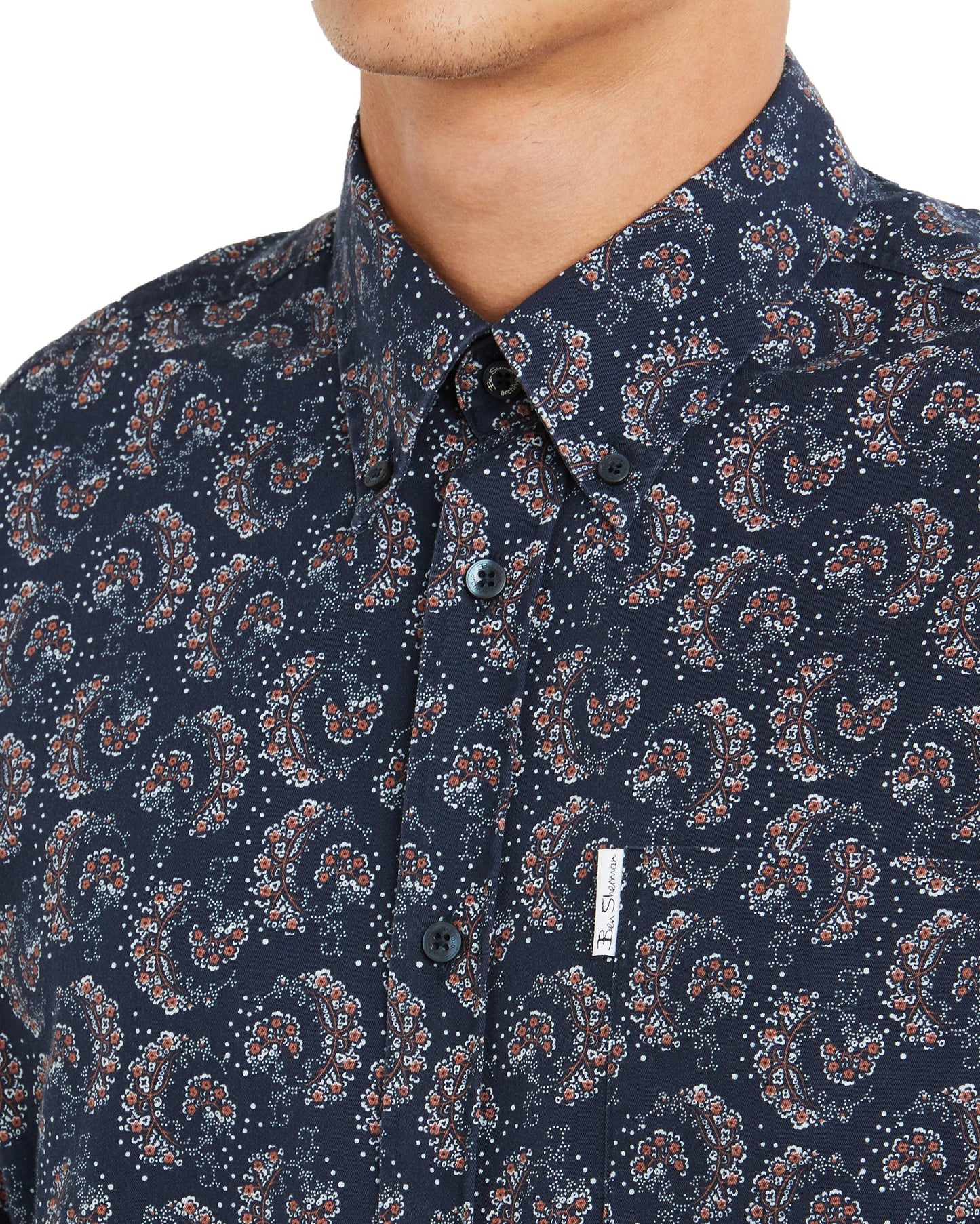 Ben Sherman Paisley Print Long Sleeve Navy