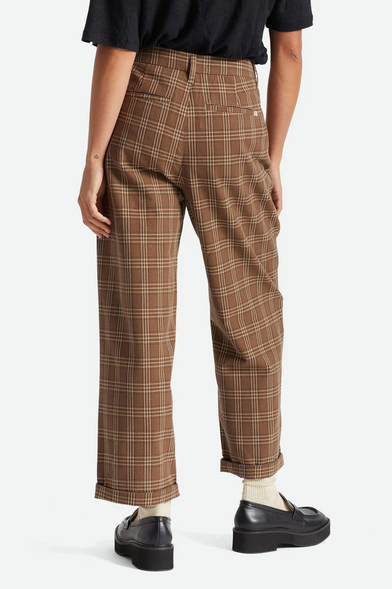 Brixton Victory Trouser Pant, Washed Brown Plaid