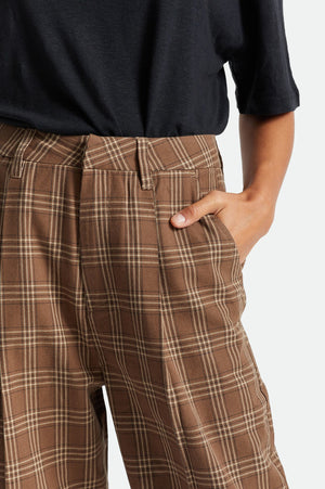 Brixton Victory Trouser Pant, Washed Brown Plaid