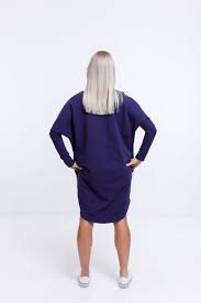 Home Lee Batwing Dress Blue with Abstract Print
