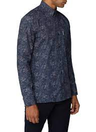 Ben Sherman Paisley Print Long Sleeve Navy