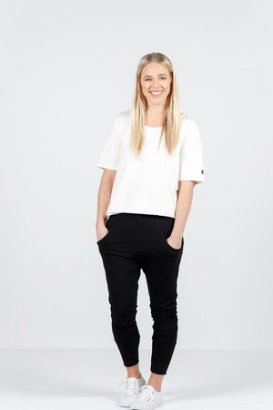 Home-Lee Apartment Pants Black with a Single White X Print