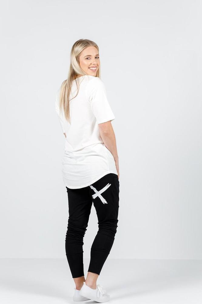Home-Lee Apartment Pants Black with a Single White X Print