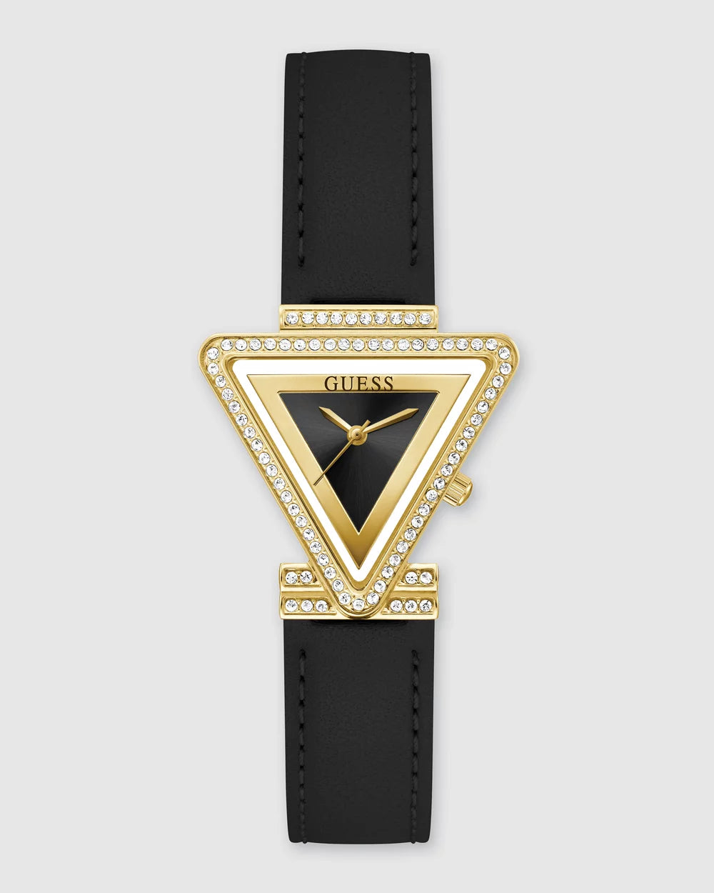 Guess Watch Fame Gold Crystal with Black Leather
