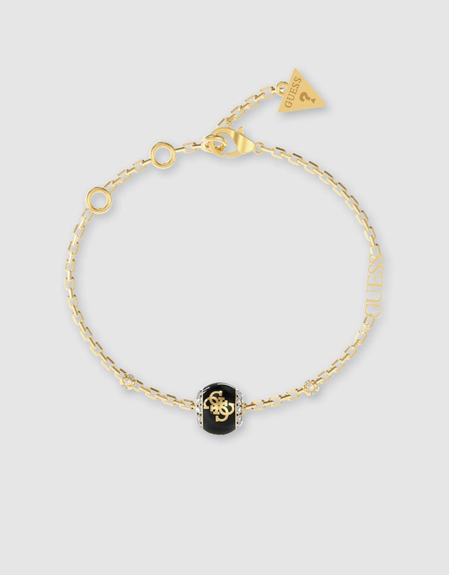 Guess Centered 4G Black Bead Bracelet