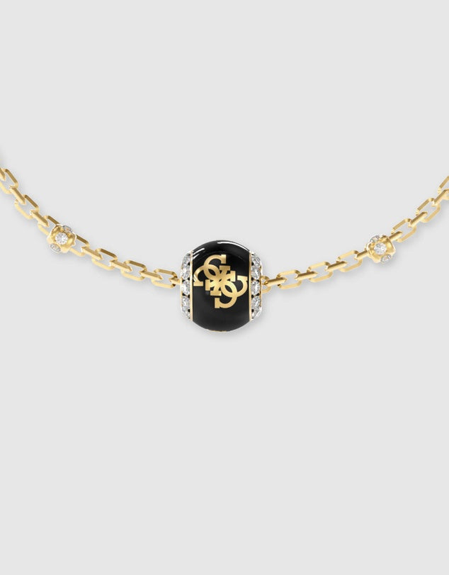 Guess Centered 4G Black Bead Bracelet