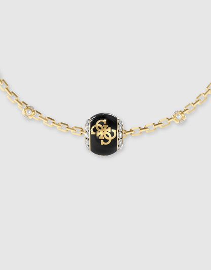 Guess Centered 4G Black Bead Bracelet