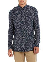 Ben Sherman Paisley Print Long Sleeve Navy