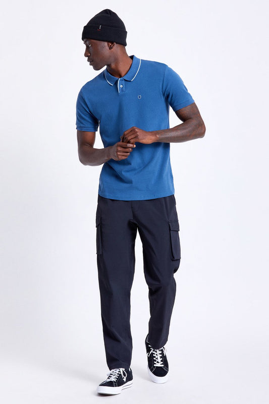 The Proper S/S Polo Knit Blue