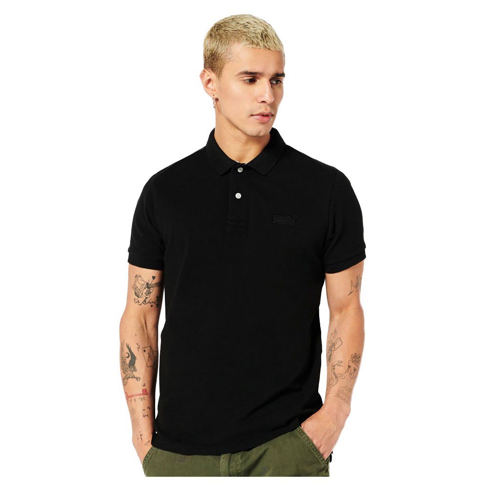 Superdry Classic Pique Polo Tee in Navy or Black