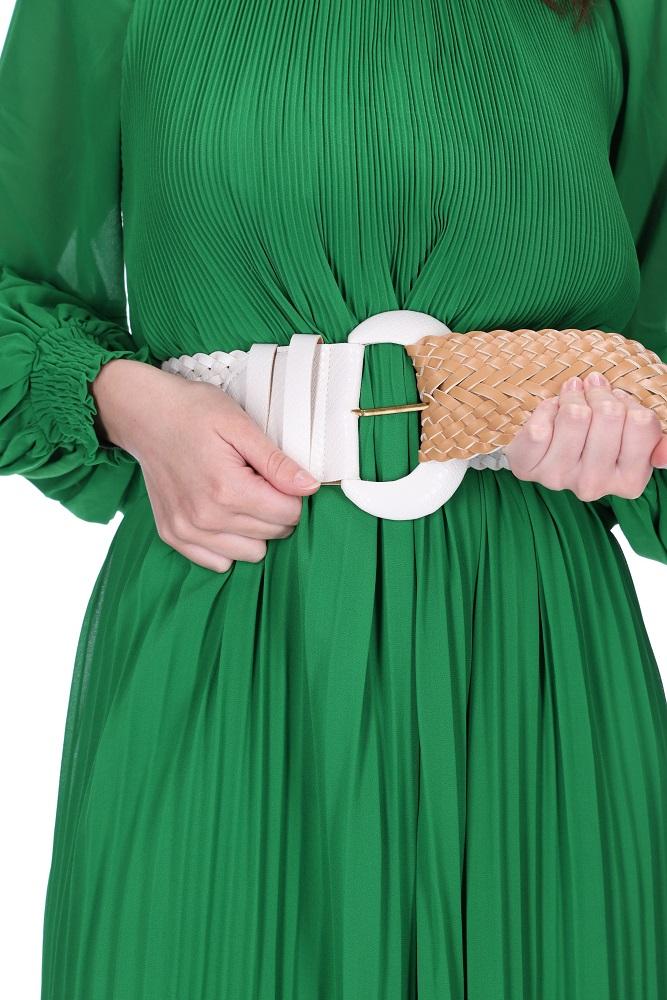 Augustine Leather Belt in Green, White, Nude, Navy or Black