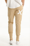 Home-Lee Apartment Pants Coffee Cream with White X