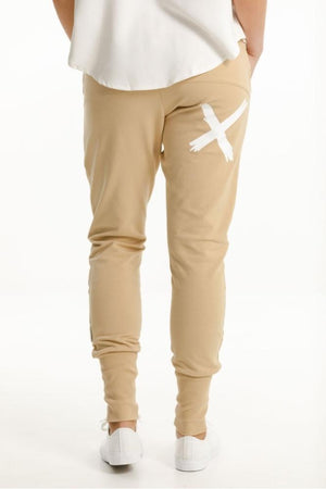 Home-Lee Apartment Pants Coffee Cream with White X