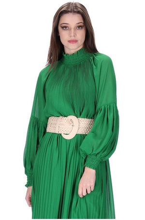 Augustine Leather Belt in Green, White, Nude, Navy or Black
